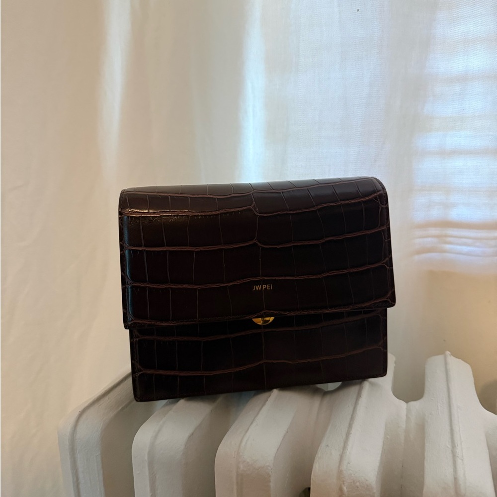 JW PEI Brown Croc-Embossed Bag